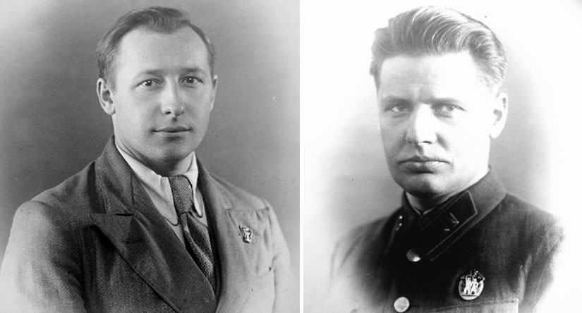 Сержант госбезопасности (НКВД) Анатолий Киселев (слева) и старший лейтенант госбезопасности (НКВД) Борис Гук